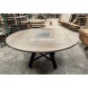 Table carrée à volets Style Industriel Chêne et Métal CHAMBOURG