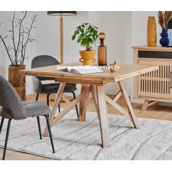Table carrée à volets en chêne massif Style Atelier A5746