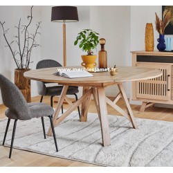 Table carrée à volets en chêne massif Style Atelier A5746