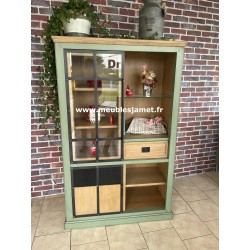 Meuble Vitrine Style Industriel Chêne et métal Réf.EU24 Olive