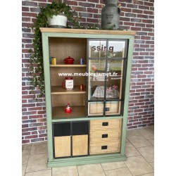 Meuble Vitrine Style Industriel Chêne et métal Réf.EU24 Olive