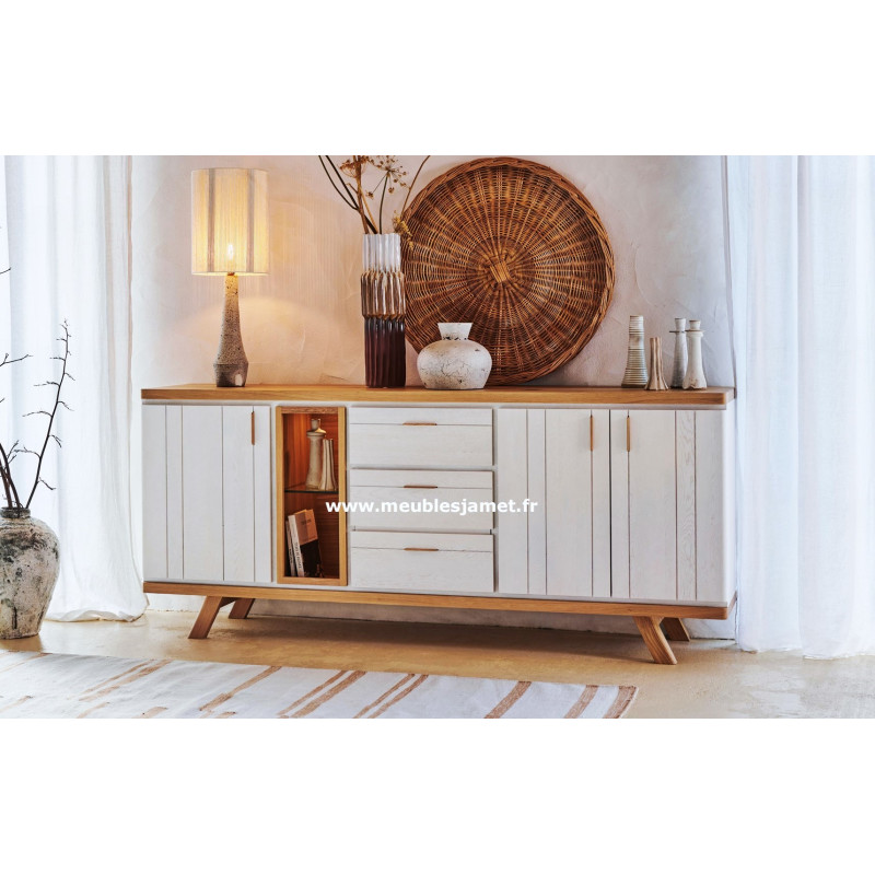 Meuble bas 4 portes style contemporain en chêne Réf. HAV40C
