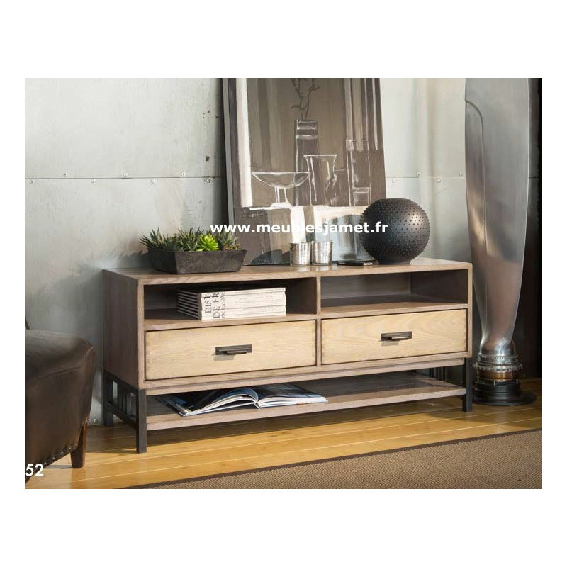 Meuble TV Style Industriel Chêne et Métal Réf. A 4159 A