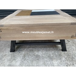 Table basse 1 plateau relevable Chêne et Métal Réf. GENE