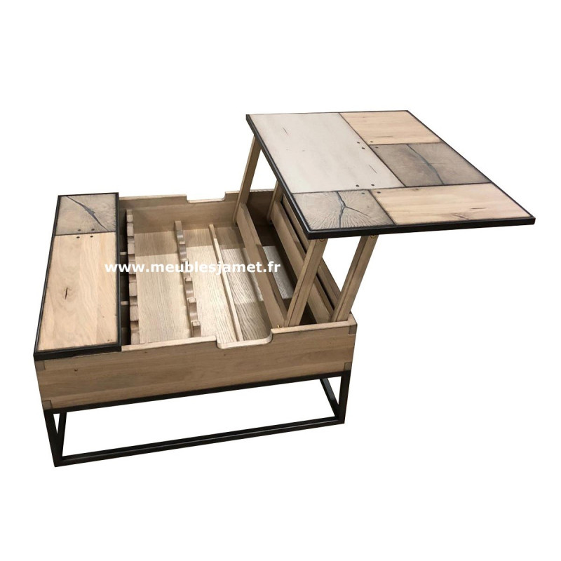 Table basse Carrée  PATCHWORK 1 plateau relevable Réf. A2993P