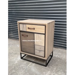 Petit meuble 1 porte 1 tiroir Style PATCHWORK GRAVIGNY