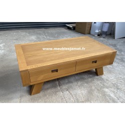 Table basse aménagement bar 1 plateau relevable en chêne BRECEY