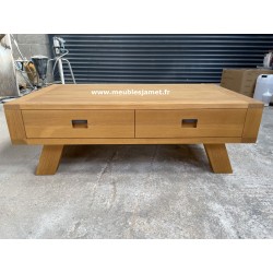 Table basse aménagement bar 1 plateau relevable en chêne BRECEY