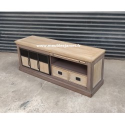 Meuble TV Style Industriel Bois et métal Réf. FUVEAU