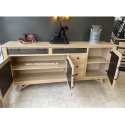 Meuble bas 4 portes 2 tiroirs style Atelier A5743