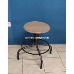 Tabouret Style Industriel Chêne et métal A1648