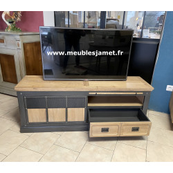 Meuble TV Style Industriel Chêne et Métal ENNERY