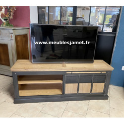 Meuble TV Style Industriel Chêne et Métal ENNERY
