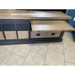 Meuble TV Style Industriel Chêne et Métal ENNERY