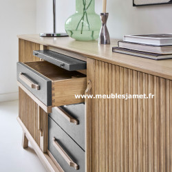 Meuble bas Contemporain portes coulissantes rideaux A5843A