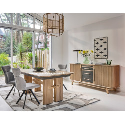 Meuble bas Contemporain portes coulissantes rideaux A5843A