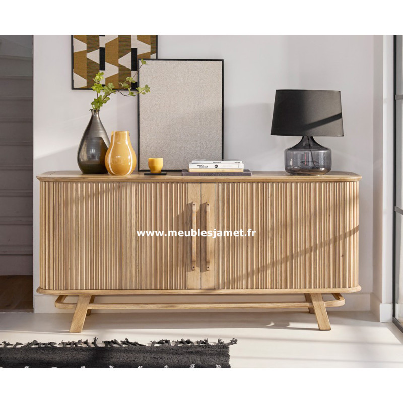 Meuble Bas Contemporain 2 portes Coulissantes rideaux A5840