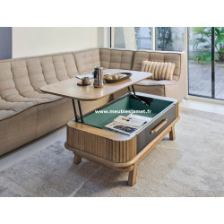 Table basse plateau relevable style rideaux A5870