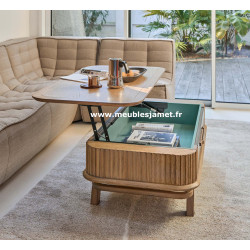 Table basse plateau relevable style rideaux A5870