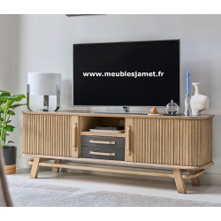 Meuble TV Style Contemporain portes coulissantes rideaux A5855