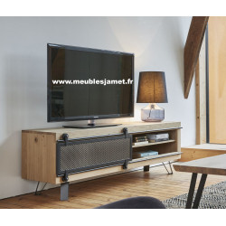 Meuble Télé  style Contemporain chêne et métal FUS65C