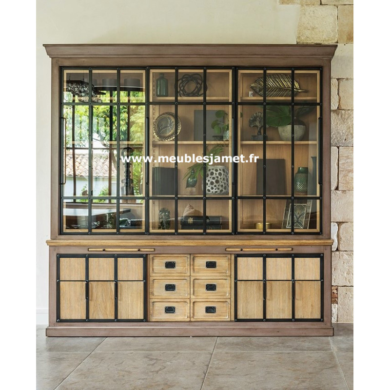Buffet Vaisselier style Industriel 6 portes A EU63 B