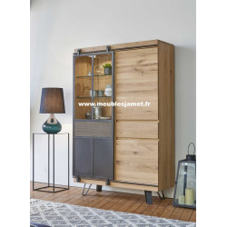 Vitrine Style Industriel Chêne à Nœuds et Métal FUS60