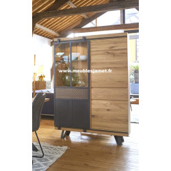 Vitrine Style Industriel Chêne à Nœuds et Métal FUS60