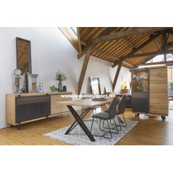 Table de repas Style Industriel chêne à Nœuds et métal FUS82