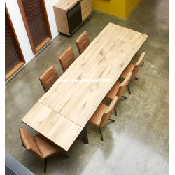 Table de repas Style Industriel chêne à Nœuds et métal FUS82