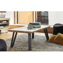 Table de salon Style Industriel Chêne à nœuds et métal FUS76