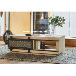 Table basse Style Industriel Chêne à Nœuds et Métal FUS75