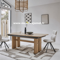 Table de repas en chêne piétement Style rideaux TDR 234