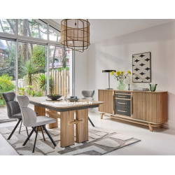 Table de repas en chêne piétement Style rideaux TDR 234