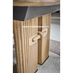 Table de repas en chêne piétement Style rideaux TDR 234
