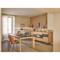 Meuble bas 4 portes Chêne et Céramique style Contemporain ABS40