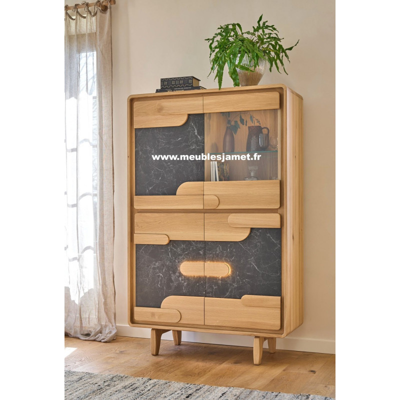 Vitrine Contemporaine Chêne et Céramique ABS60