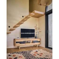 Meuble de télévision Style Contemporain Chêne et Céramique ABS65