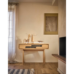 Console Style Contemporain Chêne à Nœuds et Céramique ABS79