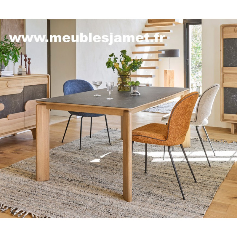 Table de repas Contemporaine Chêne à Nœuds et Céramique ABS72