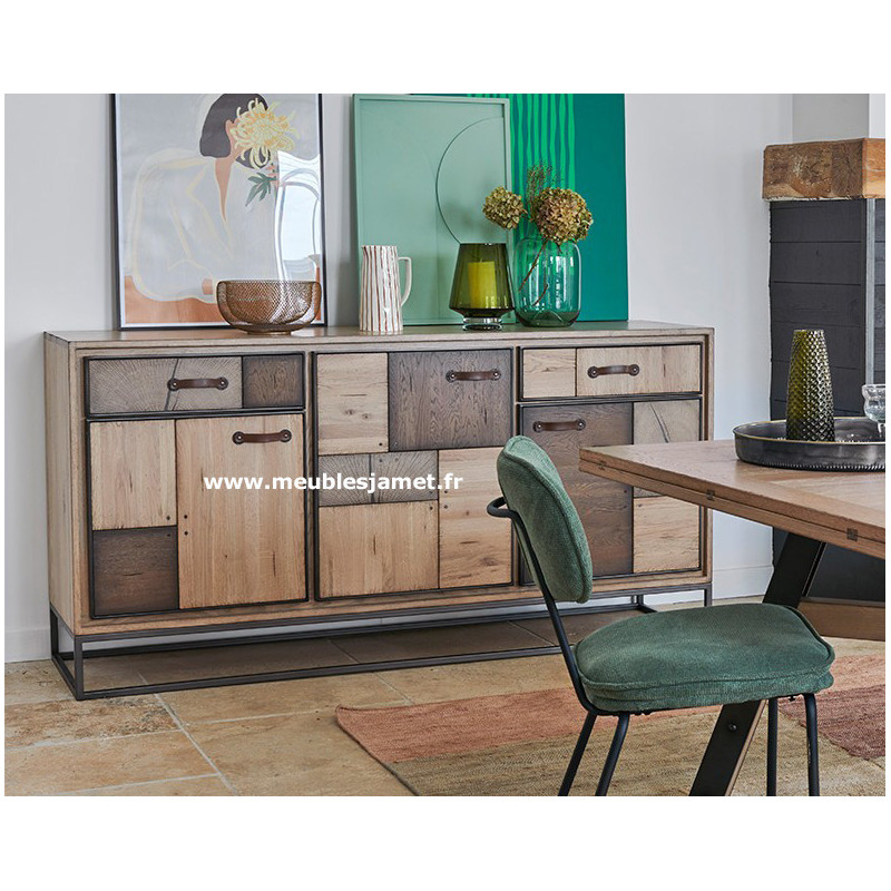 Meuble Bas Style PATCHWORK de Chêne A2944P