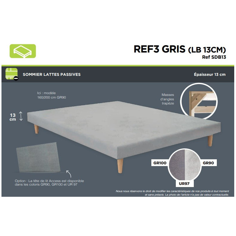 Sommier REF3 GRIS LB 13  Tapissier - SOMOUEST