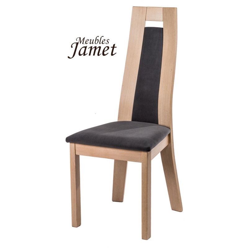 Chaise - CERA -  Style Contemporain chêne massif et tissu