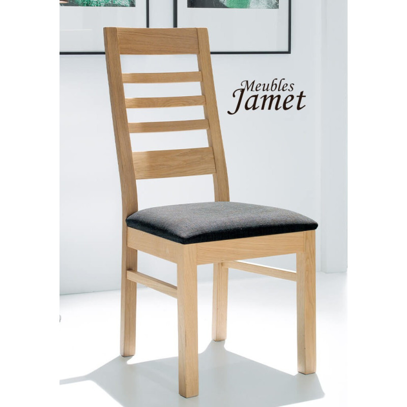 Chaise - WHITNEY -  Contemporaine en chêne massif assise tissu