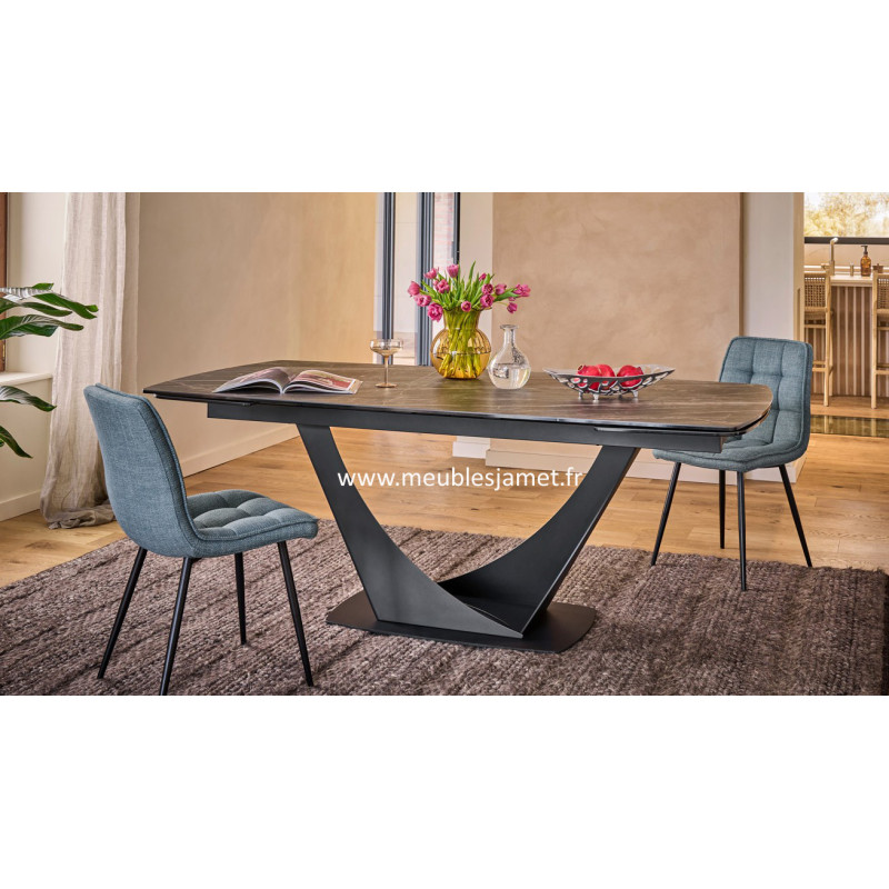 Table ATHENES Dessus Céramique Piètement Métal