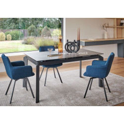 Table LIMA dessus céramique Piétement métal mobile