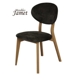 Chaise -THALES THCPO - chêne assise tissu poignée au dos