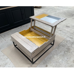 Table basse plateau relevable chêne et métal