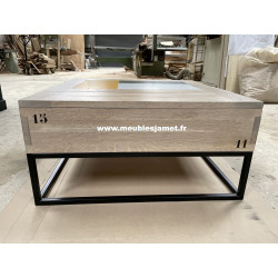 CHERBOURG - Table basse plateau relevable chêne et métal