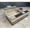 BAUDELLE - Table basse plateau relevable Style PATCHWORK de chêne